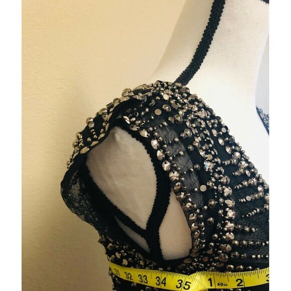 Diamond for Eden Dress HEAVY BEADED studded / SHIRT Designer Dress Size 0 - Picture 7 of 8